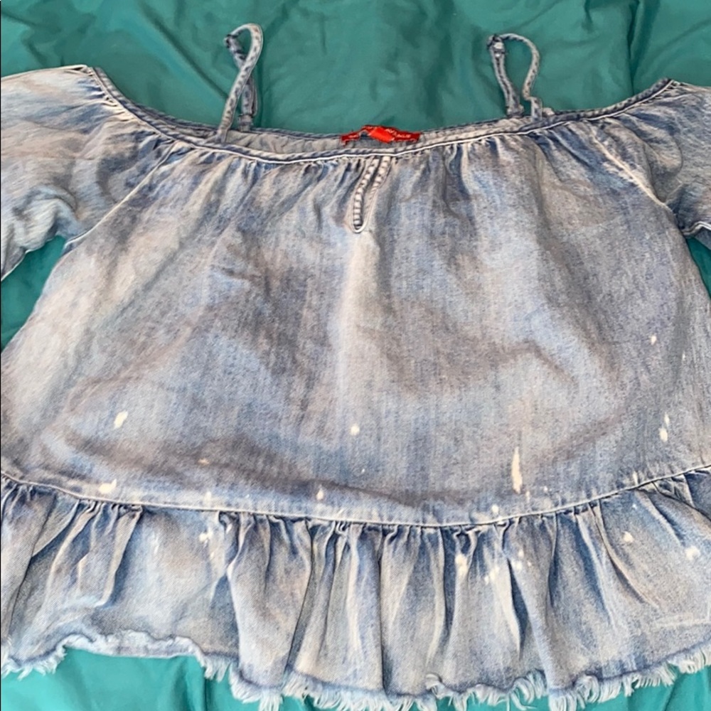 Denim Ruffle Shirt